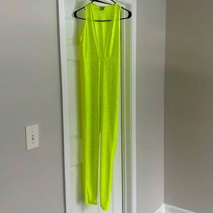 Neon Yellow Rhinestone Daisy Jumpsuit